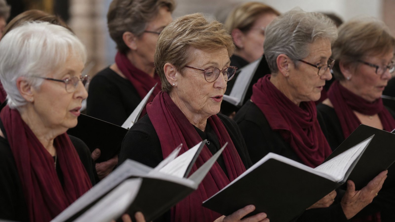 Choristes échangeant des informations avant une répétition de chorale