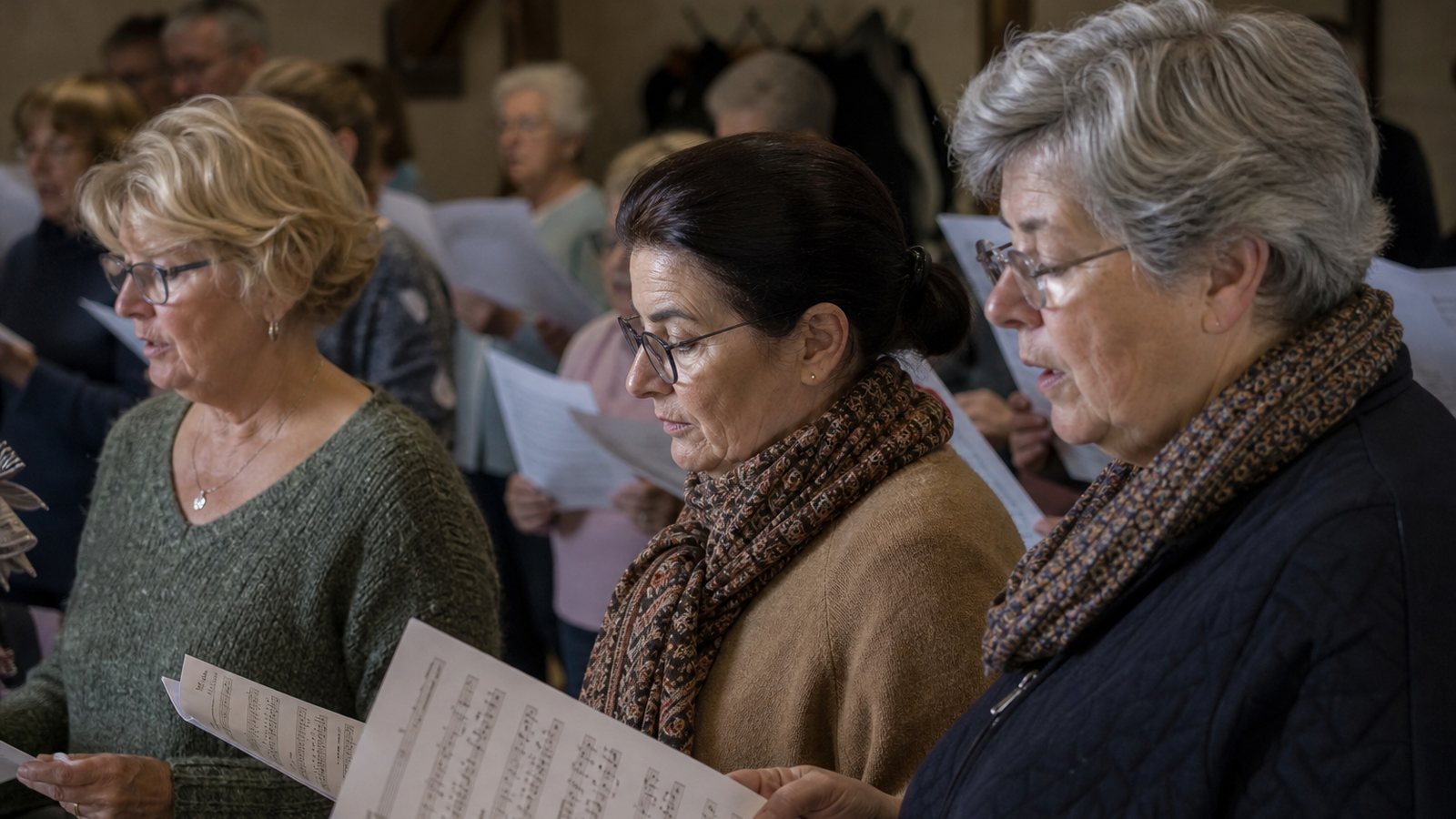 Chef de choeur pointant les présents en début de répétition de chorale